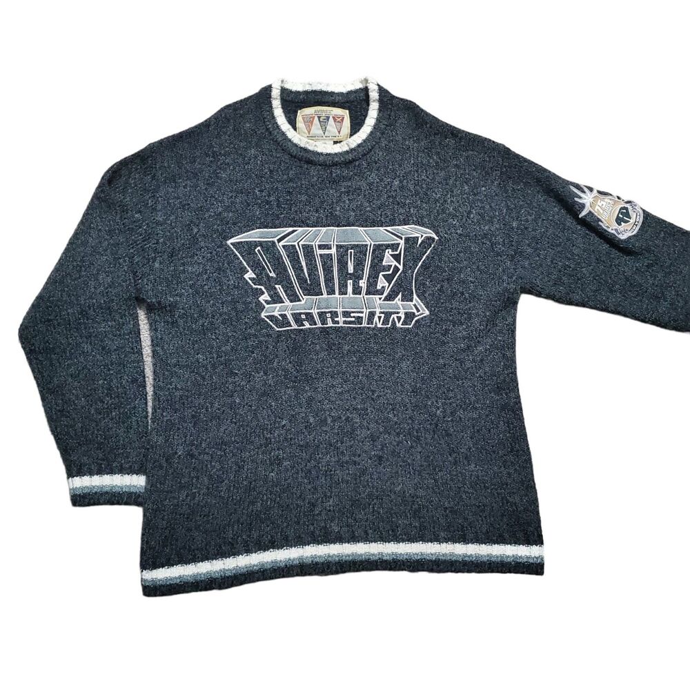 Vintage Avirex Varsity Heavyweight Sweater Mens 3XL XXXL Chunky Knit Wool Blend